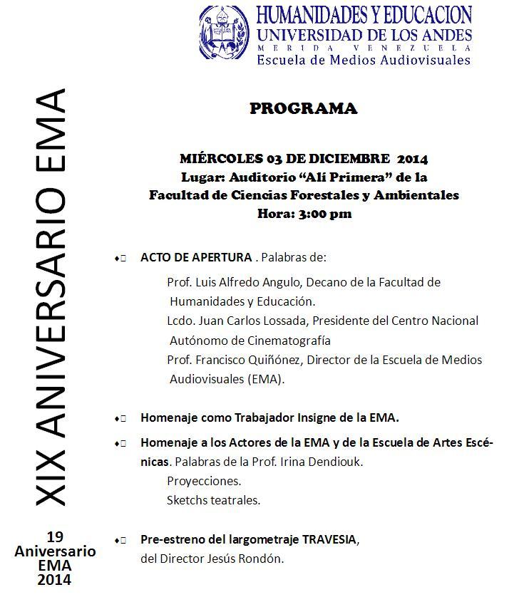 PROGRAMA XIX ANIVERSARIO EMA